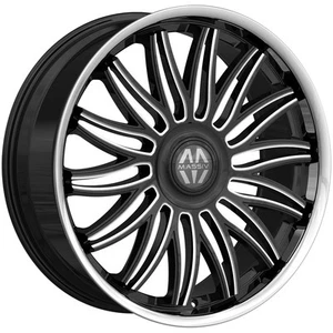 Massiv 928 Fuego 24x9 5x112/5x4.5" +30mm Black/Milled Wheel Rim 24" Inch - Picture 1 of 8