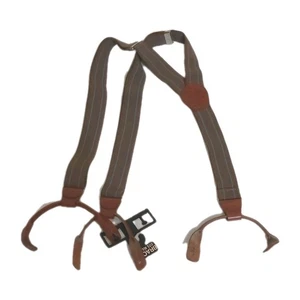 B&G NY Verde Oliva Rayas Tirantes Acentos Cuero NUEVO Botón - Imagen 1 de 7