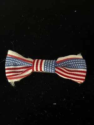 Vintage Red White & Blue Hair Bow Barrette Updo Clip USA American Flag - Image 1 of 4