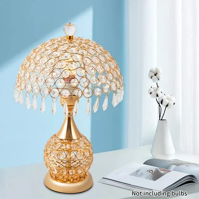 Modern Crystal Table Lamp Nightstand Desk Lamp Bedside Lamp Golden Lamp Decor - Image 1 of 4