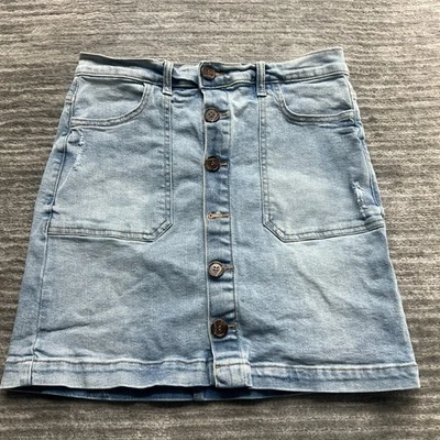 Falda vaquera Kensie talla 4/27 para mujer vintage Lux botón mosca azul denim Foto 1 de 4
