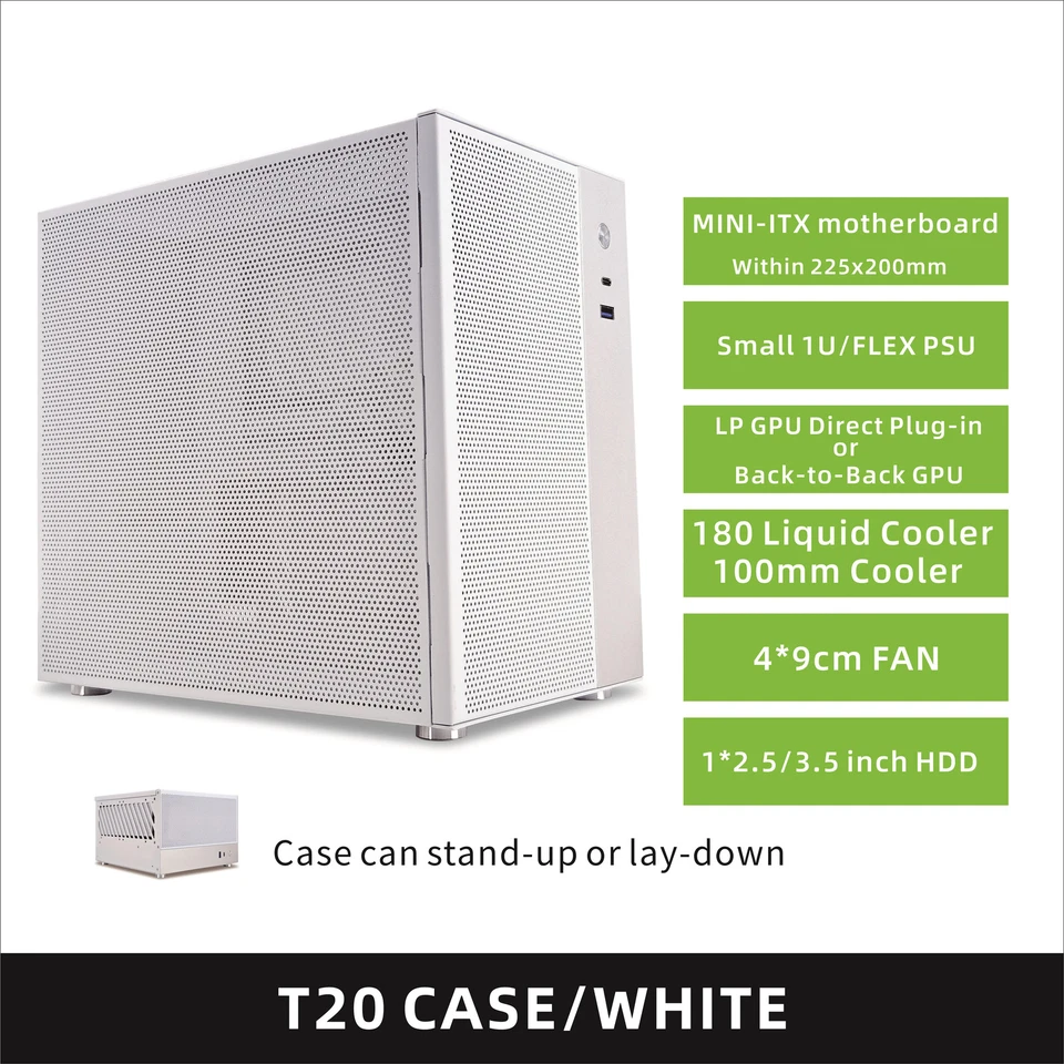 White Case 9L Compact PC Chassis Support Flex PSU/240mm GPU/100mm Cooler/180 Liq - Image 1 of 4