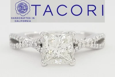 Anillo de compromiso de diamantes talla princesa Tacori de oro blanco de 18 quilates de 1,26 quilates precio de venta sugerido por el fabricante $9.950 Foto 1 de 4