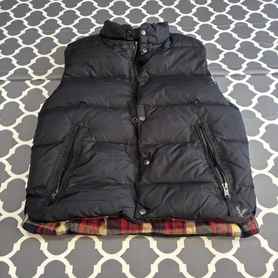 American Eagle Vest Men's M NavyDown Puffer Flannel Lined Outdoor (READ) - Image 1 of 4