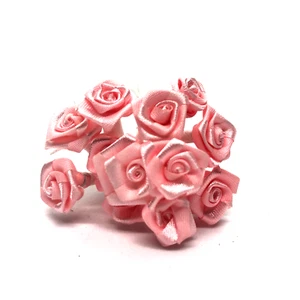Cinta rosa rosas tela flor adorno artificial 15 mm - Imagen 1 de 1