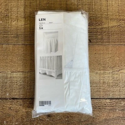 Ikea LEN Falda Cuna Bebé Guardería Blanca Talla 1X 70x132cm 28x52" Plisada Suave Nueva Foto 1 de 4
