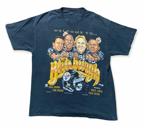Pittsburgh Steelers T Shirt 1995 Blitzburgh Caricature 90s Vtg NFL Funny Gift Cover