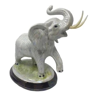 Vintage Ceramic Elephant Mother of Pearl Glazed Sculpture Figurine Statue - Picture 1 of 17
