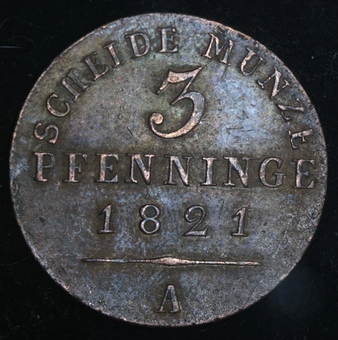 1821 German States Prussia 1 Pfennig Foreign Coin - Lot #8066 Cover