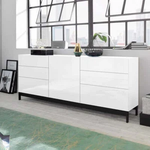 Credenza Moderna con un'Anta e Sei Cassetti METIS ed Elegante Piede in Metallo B - Foto 1 di 2