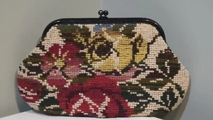 Borsa vintage Jana tappeto arazzo floreale borsa punto ago pochette borsetta bacio - Foto 1 di 16