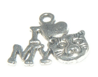 Dije I Love My Cat plata tibetana J1011 Foto 1 de 4