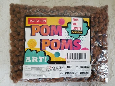 POMPONES ARTE ARTESANAL 2000 ct. MARRÓN 1 cm (.39") con SURTIDOS OJOS GOOGLE Foto 1 de 4