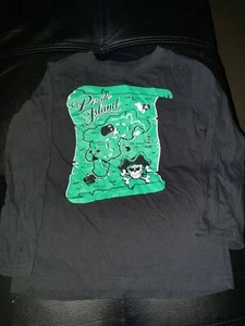 H&T BOYS SIZE 6 BLACK & GREEN LONG SLEEVE TSHIRT TOP PIRATE ISLAND MOTIF - Picture 1 of 5