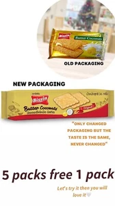 Bissin Butter Coconut Stick Biscuit Crackers Buy 1 Free 1 Thai Cookies 5 packs - Picture 1 of 4