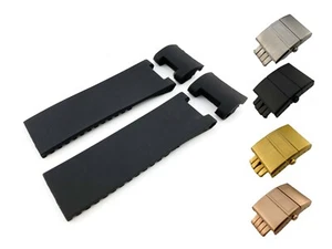 Correa/banda de silicona de goma negra/marina/marrón para reloj Ulysse Nardin cierre de 22 mm - Imagen 1 de 24