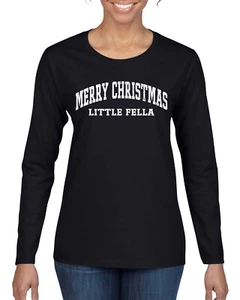 Vintage Home Classic Holiday Movie Quotes Women Graphic Long Sleeve TShirt Black - Picture 1 of 8