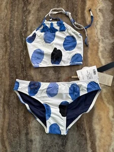 NWT-Karla Vivian Child 2 Piece Bathing Suit/Bikini-Blue & White Polk A Dot-Sz 8 - Picture 1 of 3