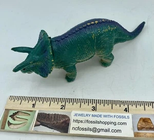 Vintage Imperial Triceratops Dinosaur Figure Toy 6” animal Green Yellow - Picture 1 of 3
