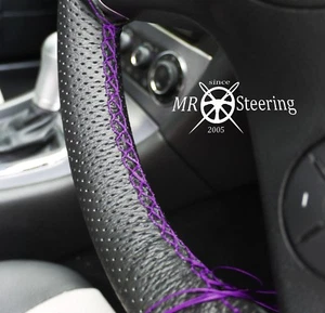 FOR MERCEDES CLK 03+ PERFORATED LEATHER STEERING WHEEL COVER PURPLE DOUBLE STICH - Picture 1 of 6