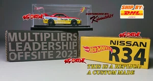 Hot Wheels CUSTOM 2023 INDONESIA PTMI EMPLOYEE CAR Nissan Skyline R34 BOX+CASING - Picture 1 of 23