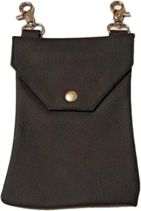 Bolso de cuero negro con clip para el muslo para eventos de motociclista bolsa de teléfono celular cinturón lazo - Imagen 1 de 2