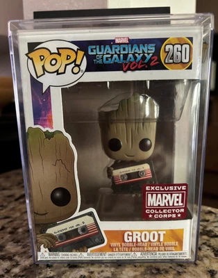 FUNKO POP BABY GROOT MARVEL CASSETTE TAPE CHASE GUARDIANS OF THE GALAXY 2 # 260  - Image 1 of 4