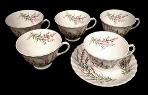 ROYAL DOULTON BELL HEATHER TEA CUPS 5 AND 1 SAUCER ENGLAND - Picture 1 of 3