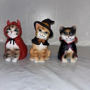 Halloween Conjunto de 3 Gatos en Disfraz Gatito Estatuas Estatuillas de Mesa Cabo Diablo - Imagen 1 de 9
