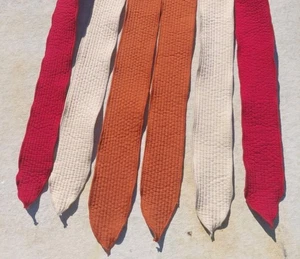 Wine Pumpkin Cream 3 Stitched Cotton FABRIC SASH CLOTH BELTS 2" W X 46 L Vintage - Picture 1 of 14