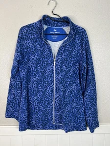 Tommy Bahama Chaqueta XL Aruba Lagoon Índigo Leopardo Cremallera Estampado Animal Sudadera - Imagen 1 de 8