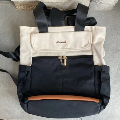 LoveVook Backpack Laptop Bag Black & White Canvas Built In USB Opening *READ* - Image 1 of 4