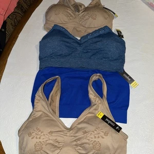 Coobie Bra Lot Of 4 2 Blue One Size And 2 Beige Size Medium New W Tags - Picture 1 of 13