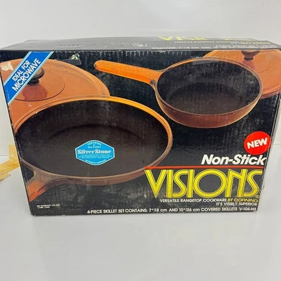 Juego de sartenes antiadherentes de 4 piezas Corning Visions 7" + 10" con cubiertas NOS V-106-NS Foto 1 de 4