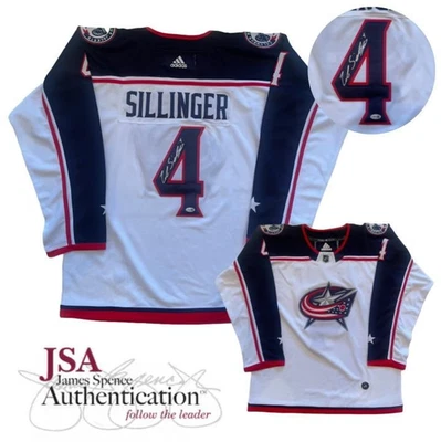 Camiseta deportiva firmada por Cole Sillinger Columbus Blue Jackets certificado de autenticidad JSA autografiada Foto 1 de 4