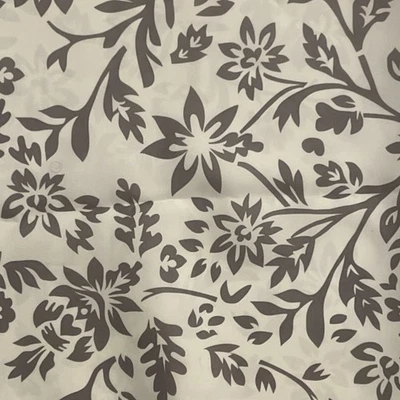 Shower Curtain Fabric Gray and White Floral 79x71” Smooth Polyester - Image 1 of 4