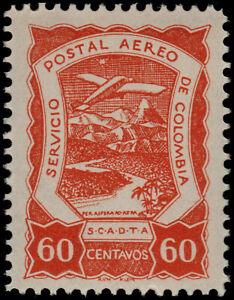 ✔️ COLOMBIA SCADTA 1921 - AIRPLANE OVER RIVER - SC. C31 ** MNH - RARE [SCDT16]