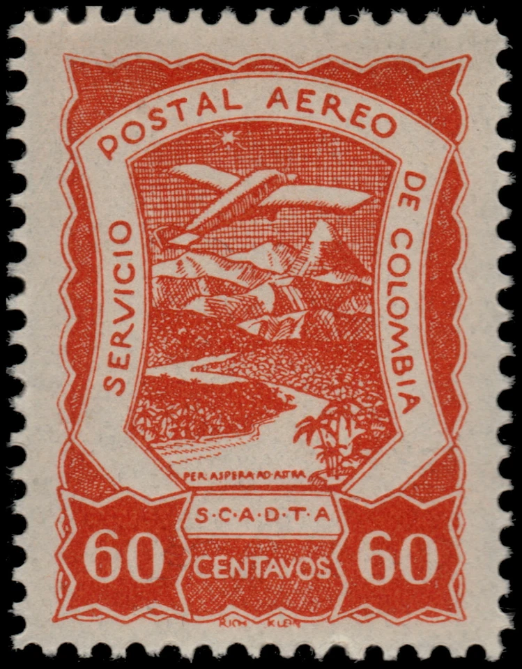 ✔️ COLÔMBIA SCADTA 1921 - AVIÃO SOBRE O RIO - SC. C31 ** MNH - RARO [1SCDT16] - Imagem 1 de 1