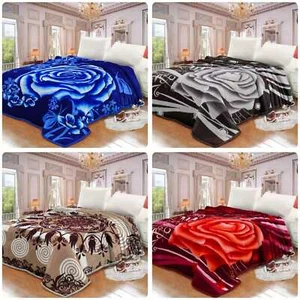 2 PLY Heavy Weight Soft Warm Reversible Blanket Bed Throw King Size Comforter - Picture 1 of 5