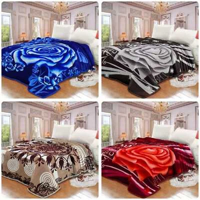 PRIME LINENS 2 PLY Heavy Weight Soft Warm Reversible Blanket Bed Throw King Size Comforter