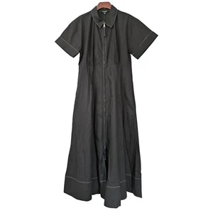 J. Crew Zip Up Shirtdress in Cotton Poplin Size 6 Black NWT $178 CI906 - Picture 1 of 6