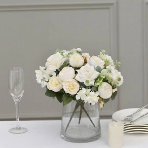 IVORY 2 Bouquets 12" SILK FLOWERS Assorted Artificial Floral Bushes Party Events - Picture 1 of 8
