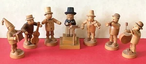 SCHUMANN & WAGNER Wood Carving MINIATURE 7 PC MUSICAL BAND Erzgebirge TINY - Picture 1 of 9