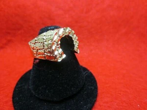 GRÖSSE 9 14 KT VERGOLDETER HUFEISEN NUGGET GLÜCKSBLING RING - Bild 1 von 3