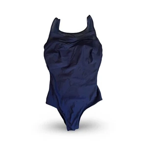 Vtg Robby Len Swimfashions Blue One-Piece High Back Swimsuit Swimming Size 14 - Picture 1 of 8