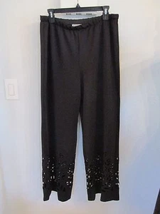 NUEVOS CON ETIQUETAS PANTALONES EMMA MOHIONS TALLA 16 NEGROS CON DETALLE RECORTADO PARTE INFERIOR $109.00 - Imagen 1 de 11