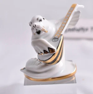 AUGARTEN figurin Seal with Lute Porcelain Vintage 1925 Tierharmoniker - Picture 1 of 8