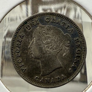 1891 Canada 5¢ Cents - Victoria 5c KM# 2 .925 Ag Nice Toning SP2084 - Picture 1 of 2