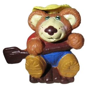 1986 O.A.A. Inc. Furskins Rafting Bear on Log Raft PVC Plastic Toy 2" high - Picture 1 of 9