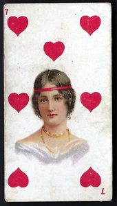 BRITISH AMERICAN (BAT) - BEAUTIES, PLAYING CARD SUPERIMPOSED - SEVEN HEARTS - Picture 1 of 2